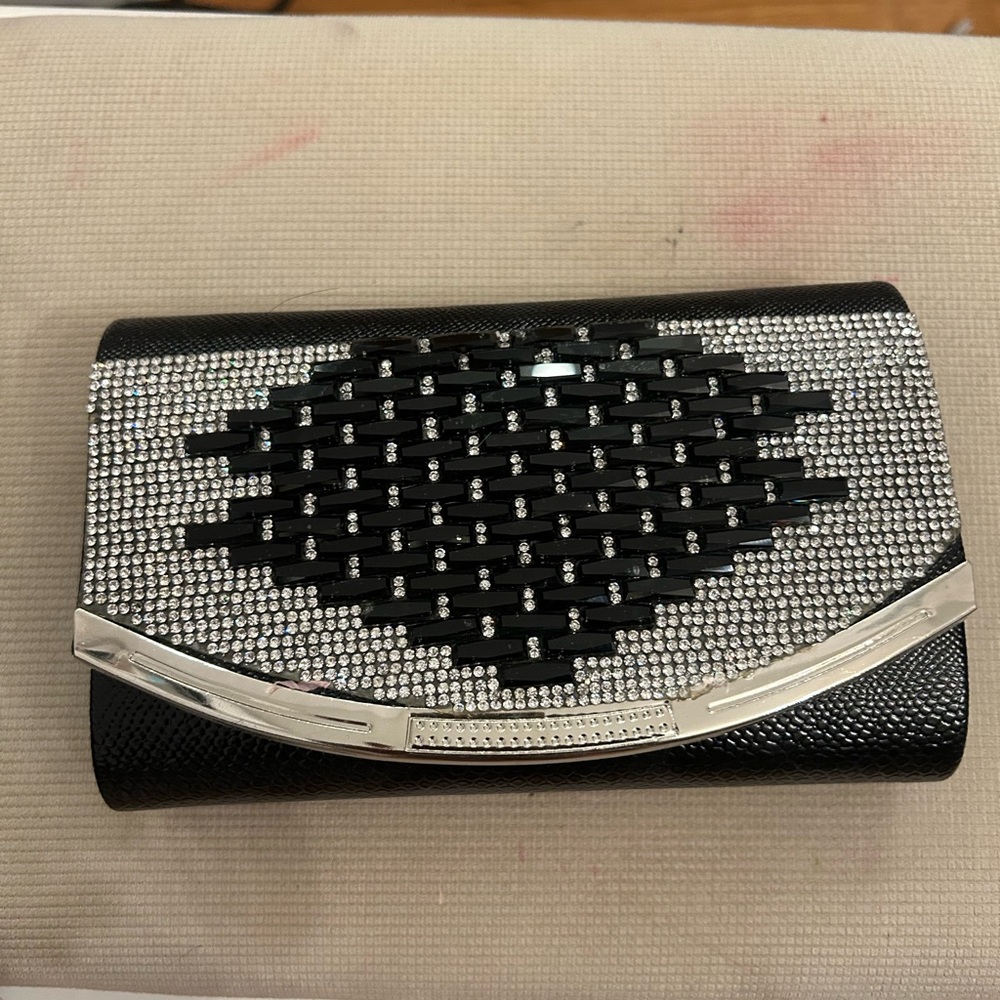 Elegant Black and Silver Clutch Bag